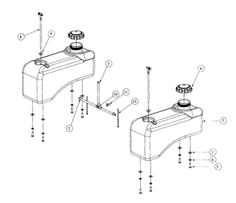 Fuel Tank Assembly Diagram and Parts List for 3654 53AB5B8K100-ZT54 Cub Cadet Lawn Mower